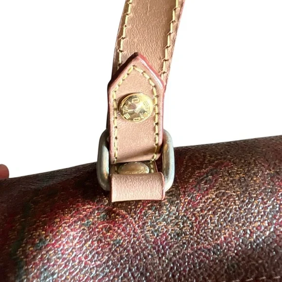 ETRO VINTAGE Bordeaux Paisley Print Mini Boston Barrel Bag